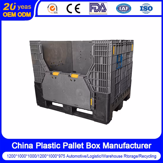 Contenitore/scatola per pallet in plastica pieghevole/pieghevole/pieghevole per stoccaggio in magazzino impilabile industriale HDPE di grandi dimensioni su misura per carichi pesanti per ricambi auto/logistica