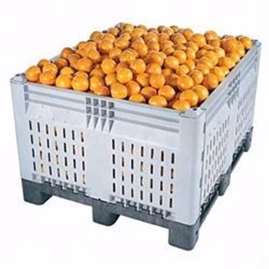 Contenitore per pallet in plastica impilabile per stoccaggio industriale in magazzini industriali per uso alimentare, con pareti solide, per carichi pesanti, in HDPE, con pareti solide, per l'industria della pesca/batteria